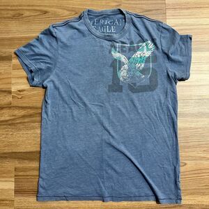 American Eagle Y2K Men Althetic Fit Graphic Print  Eagle 77 Blue T-Shirt Size M